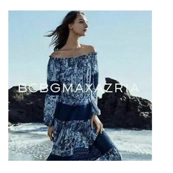 BCBGMAXAZRIA Blue Ellie Silk Chiffon Paisley - Picture 2 of 7